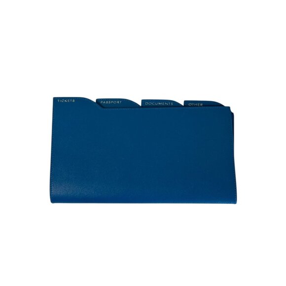Smythson Blue Leather Travel Wallet Insert Organizer Tickets Passport Documents - Picture 3 of 4